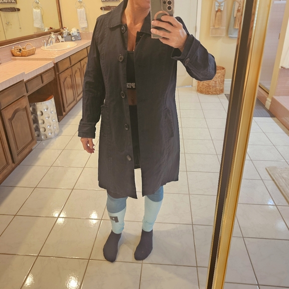 OBT Womens Large Black Old Navy Trench Coat - Picture 12 of 13